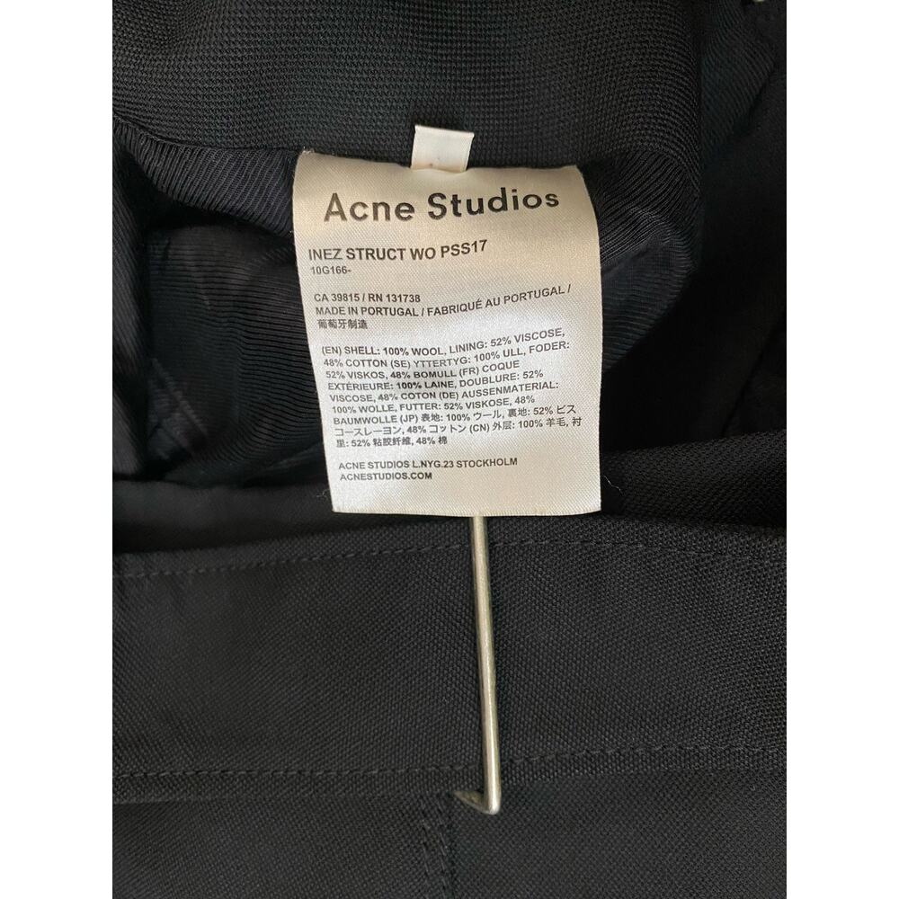 Acne Studios INEZ Wool Pleated Wide Leg Cropped Culotte Pant PSS17 Black Sz 36 - Picture 8 of 14